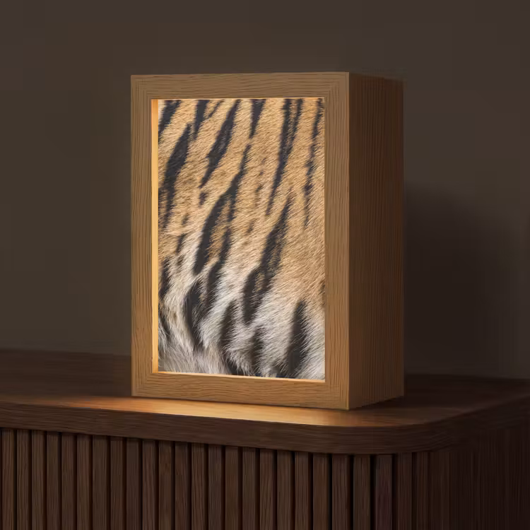 Tijgervacht - Klassiek - Zwart Light Box met kabel (Tafellamp) klein -z3d_website