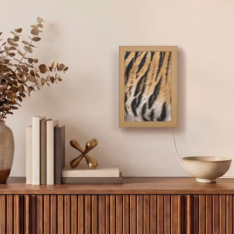 Tijgervacht - Klassiek - Zwart Light Box met kabel (Tafellamp) klein -sfeer2