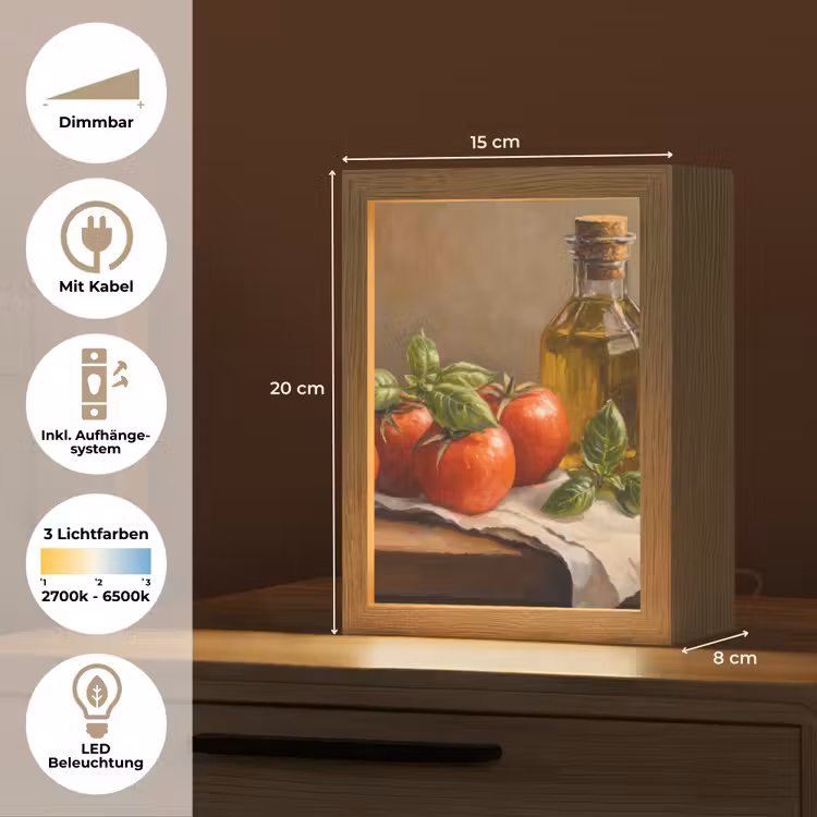 Tomaten - Olijfolie - Stilleven Light Box met kabel (Tafellamp) klein -USP_DE