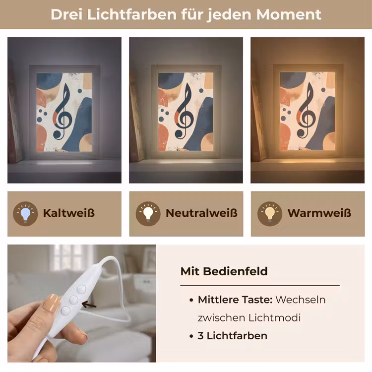 Sleutel - G - Abstract - Beige Light Box met kabel (Tafellamp) klein -USP_lichtkleurDE