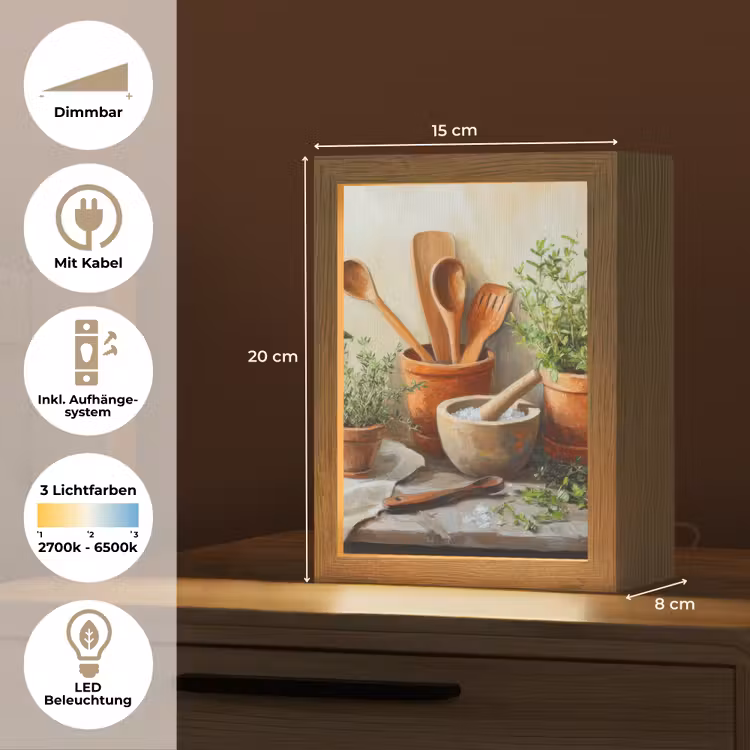 Potten - Kruiden - Hout Light Box met kabel (Tafellamp) klein -USP_DE