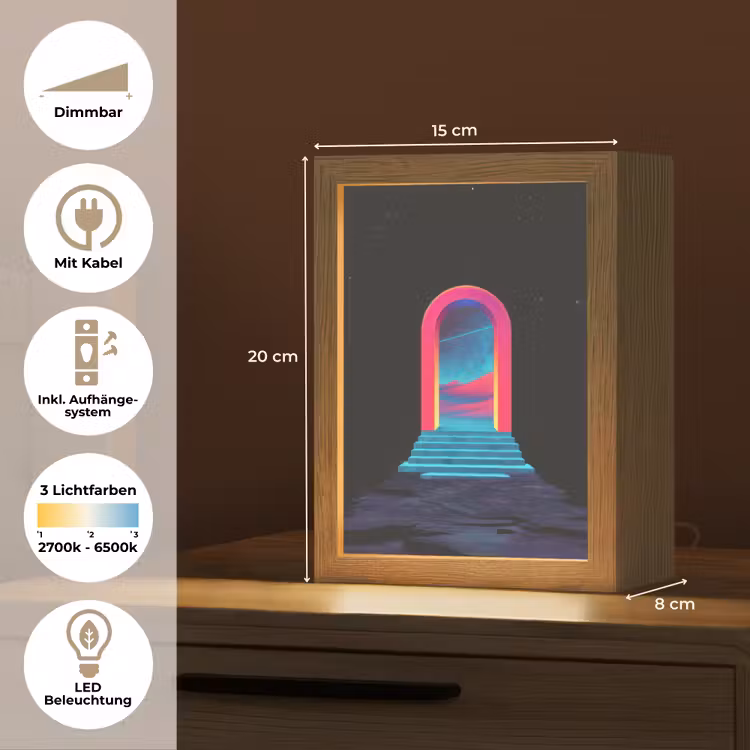 Poortje - Landschap - Sterrenhemel - Roze Light Box met kabel (Tafellamp) klein -USP_DE