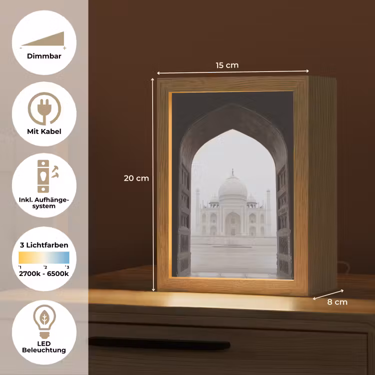 Poort - Symmetrische koepel - Minaretten - Moskee Light Box met kabel (Tafellamp) klein -USP_DE