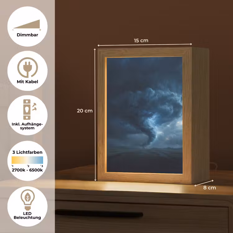 Tornado - Duister - Wolken Light Box met kabel (Tafellamp) klein -USP_DE
