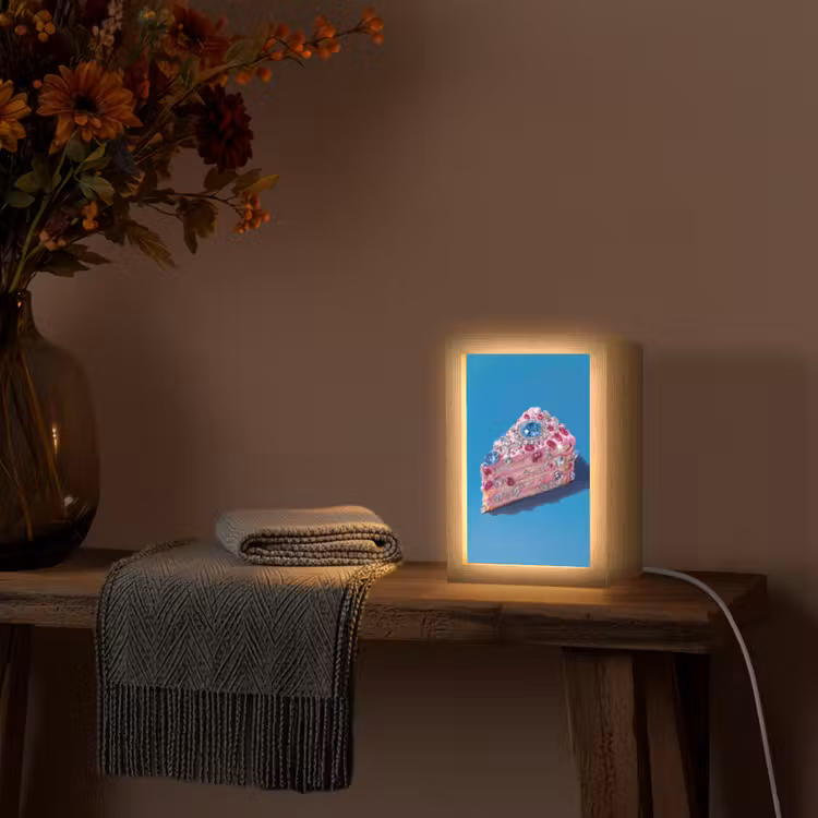 Taart - Edelstenen - Glitters - Roze Light Box met kabel (Tafellamp) klein -sfeer4