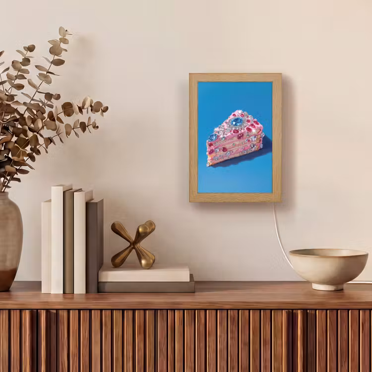 Taart - Edelstenen - Glitters - Roze Light Box met kabel (Tafellamp) klein -sfeer2