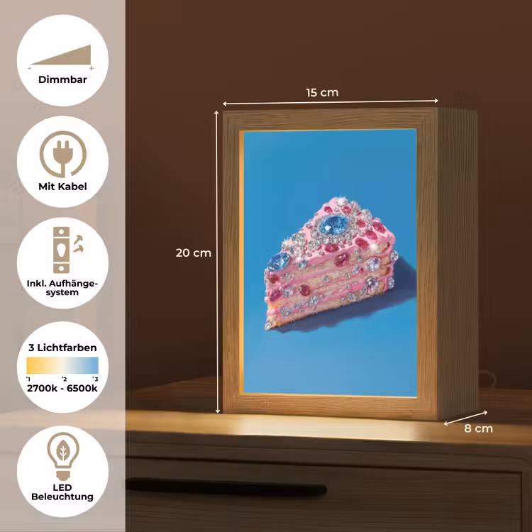 Taart - Edelstenen - Glitters - Roze Light Box met kabel (Tafellamp) klein -USP_DE