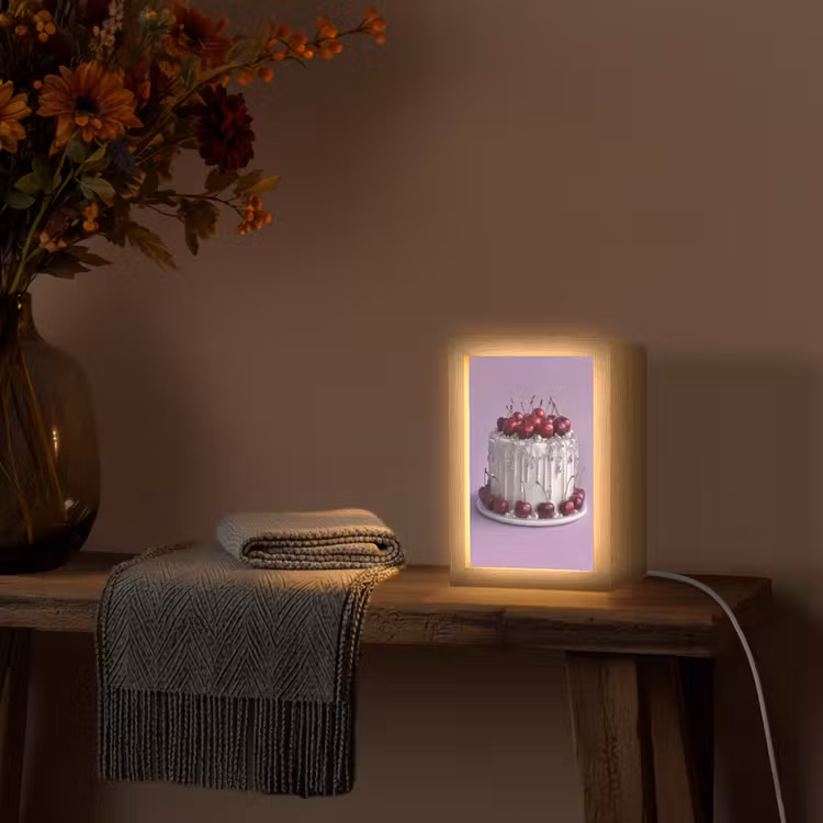 Taart - Kersen - Juwelen - Rood Light Box met kabel (Tafellamp) klein -sfeer4