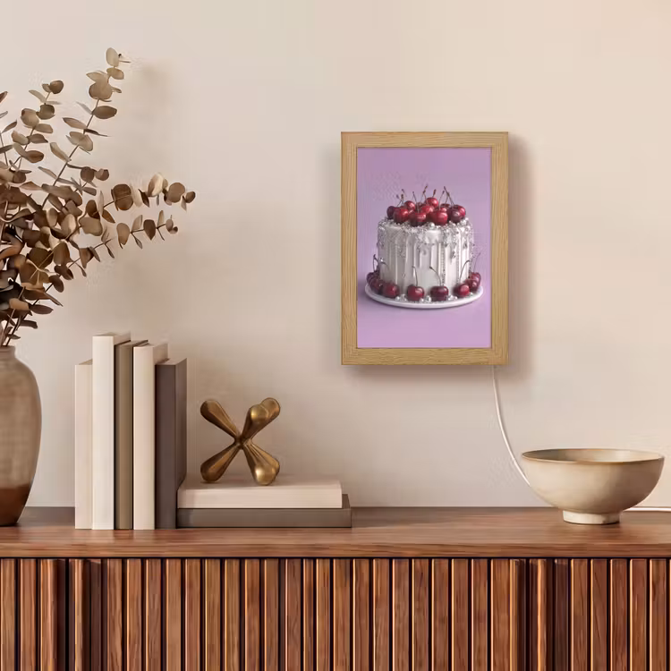 Taart - Kersen - Juwelen - Rood Light Box met kabel (Tafellamp) klein -sfeer2