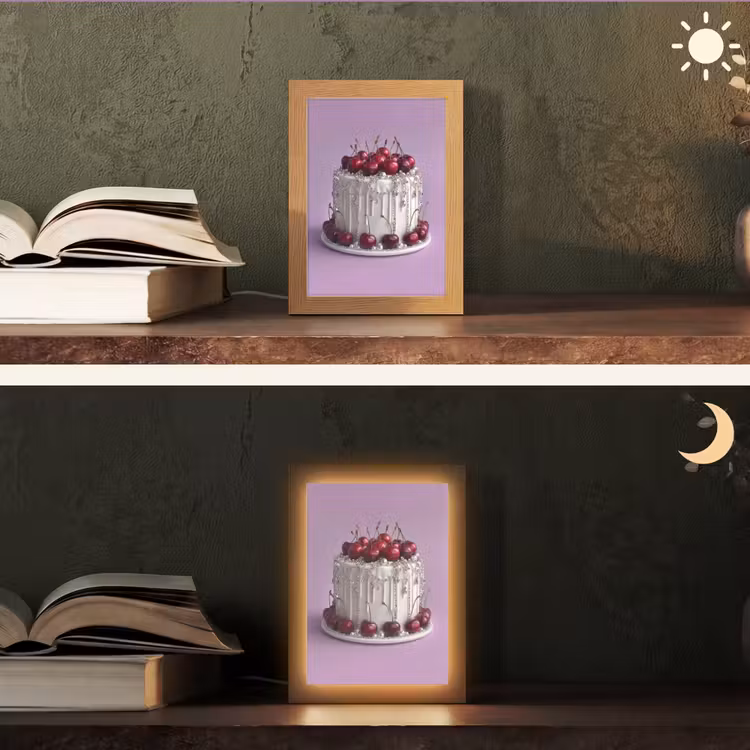 Taart - Kersen - Juwelen - Rood Light Box met kabel (Tafellamp) klein -sfeer3