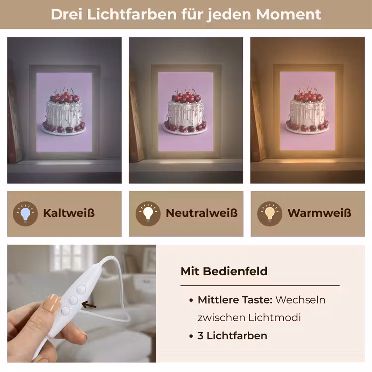 Taart - Kersen - Juwelen - Rood Light Box met kabel (Tafellamp) klein -USP_lichtkleurDE