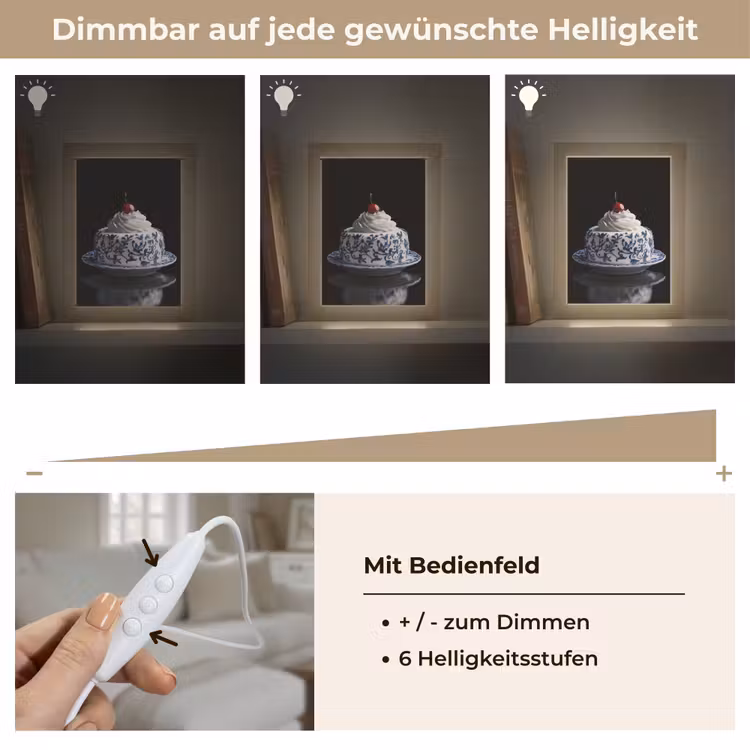 Taart - Slagroom - Kers - Bord - Delfts blauw Light Box met kabel (Tafellamp) klein -USP_dimbaarDE
