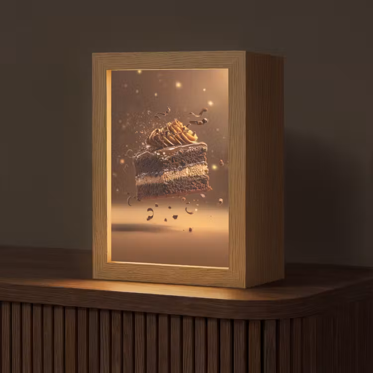 Taart - Chocolade - Eten - Brownie Light Box met kabel (Tafellamp) klein -z3d_website