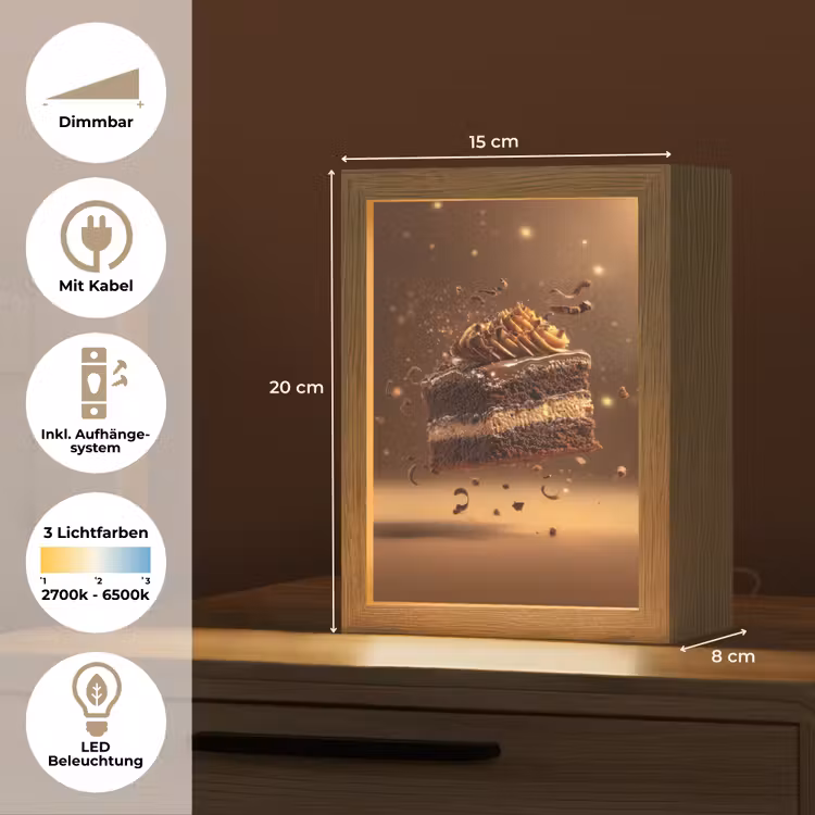 Taart - Chocolade - Eten - Brownie Light Box met kabel (Tafellamp) klein -USP_DE