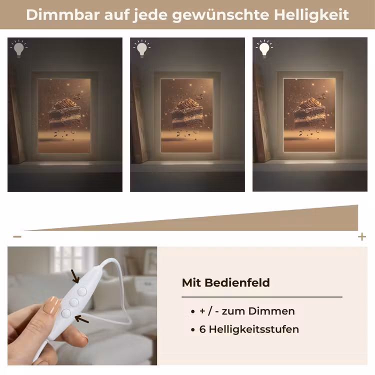 Taart - Chocolade - Eten - Brownie Light Box met kabel (Tafellamp) klein -USP_dimbaarDE