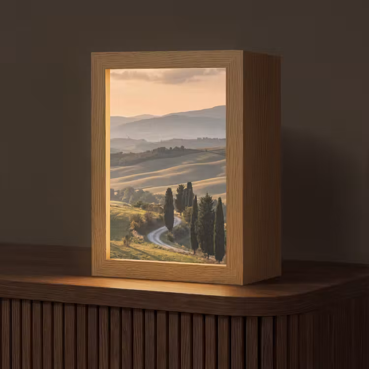 Toscaans - Landschap - Heuvels Light Box met kabel (Tafellamp) klein -z3d_website