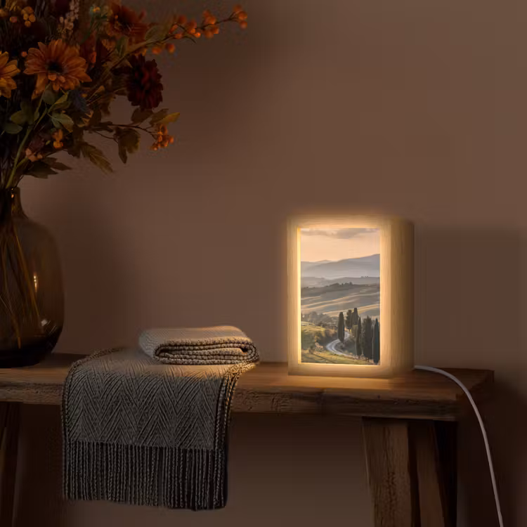 Toscaans - Landschap - Heuvels Light Box met kabel (Tafellamp) klein -sfeer4