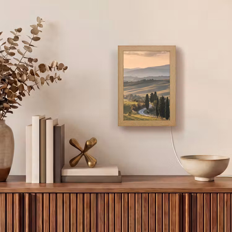 Toscaans - Landschap - Heuvels Light Box met kabel (Tafellamp) klein -sfeer2
