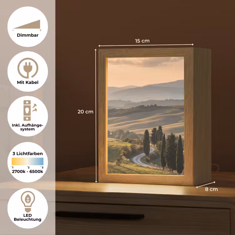 Toscaans - Landschap - Heuvels Light Box met kabel (Tafellamp) klein -USP_DE