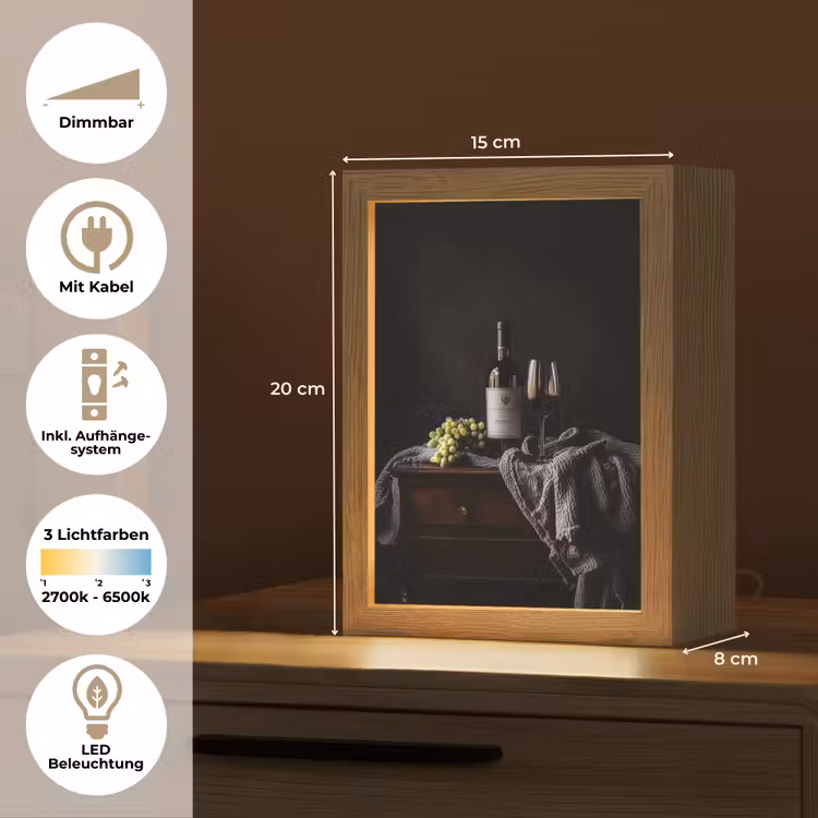 Druiven - Wijn - Rood - Tafel Light Box met kabel (Tafellamp) klein -USP_DE