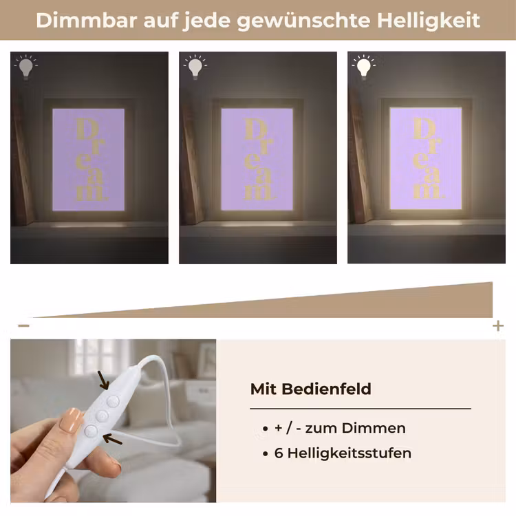 Dream - Paars - Typografisch Light Box met kabel (Tafellamp) klein -USP_dimbaarDE
