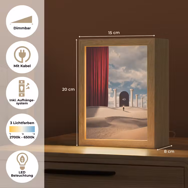 Tischlampe - Traum – Wüste – Auge - Droom - Woestijn - Oog Light Box met kabel (Tafellamp) klein