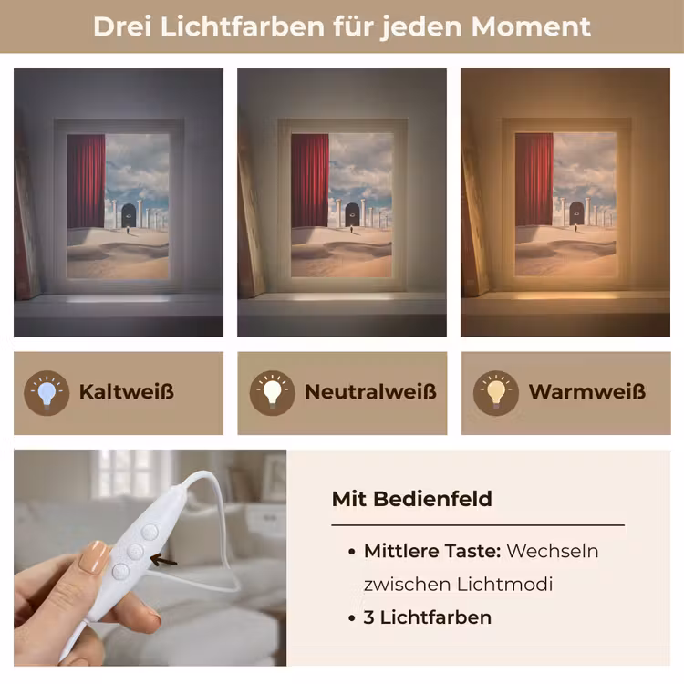 Tischlampe - Traum – Wüste – Auge - Droom - Woestijn - Oog Light Box met kabel (Tafellamp) klein