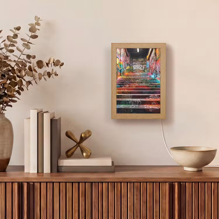 Trap - Graffiti - Kleuren - Kunst Light Box met kabel (Tafellamp) klein -sfeer2