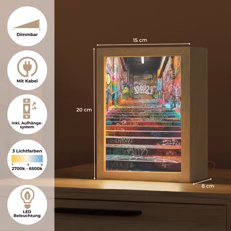 Trap - Graffiti - Kleuren - Kunst Light Box met kabel (Tafellamp) klein -USP_DE