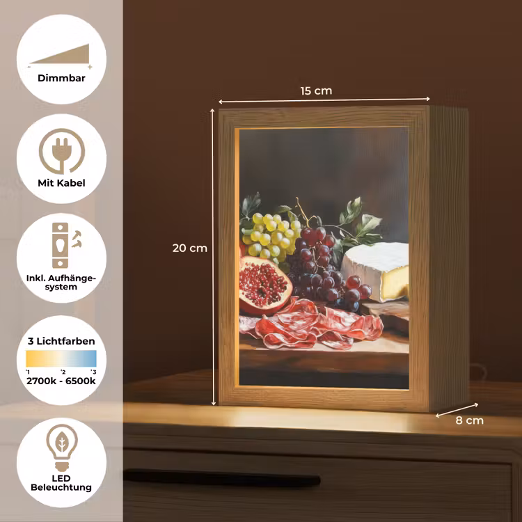 Borrelplank - Stilleven - Vintage Light Box met kabel (Tafellamp) klein -USP_DE
