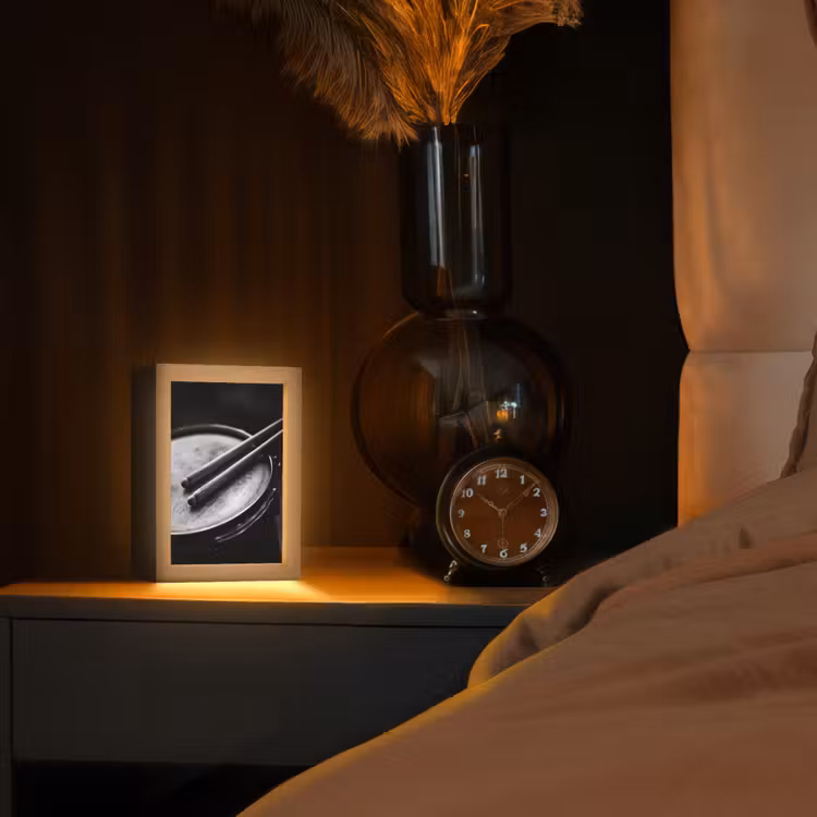 Trommel - Close-up - Drumstokken - Zwart Light Box met kabel (Tafellamp) klein -sfeer1
