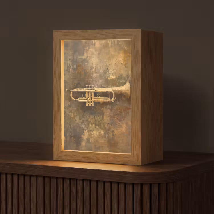 Trompet - Geel - Muzikaal Light Box met kabel (Tafellamp) klein -z3d_website
