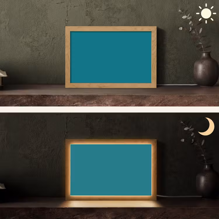 Tropical - Peacock - Blauw Light Box met kabel (Tafellamp) klein 924 -sfeer3
