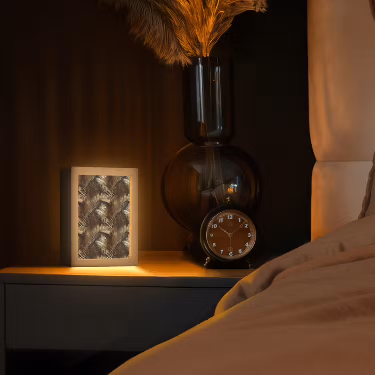Tropisch - Bladeren - Goud Light Box met kabel (Tafellamp) klein 925 -sfeer1