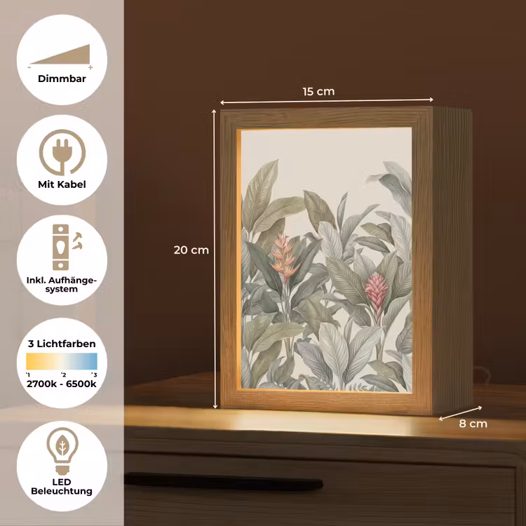 Tropisch - Planten - Modern - Groen Light Box met kabel (Tafellamp) klein -USP_DE