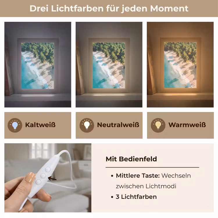 Tropisch - Strand - Water - Palmbomen Light Box met kabel (Tafellamp) klein -USP_lichtkleurDE