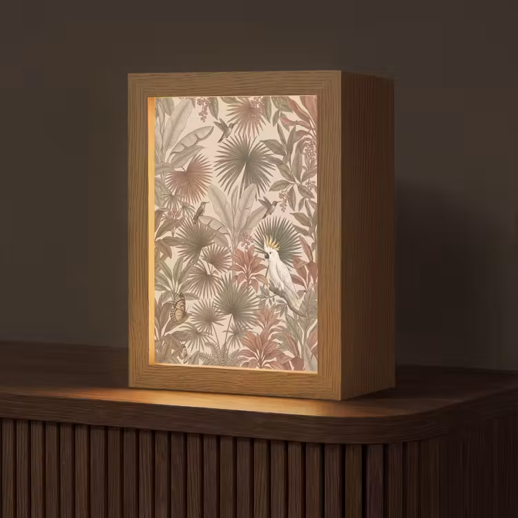 Tropisch - Vogels - Beige Light Box met kabel (Tafellamp) klein -z3d_website