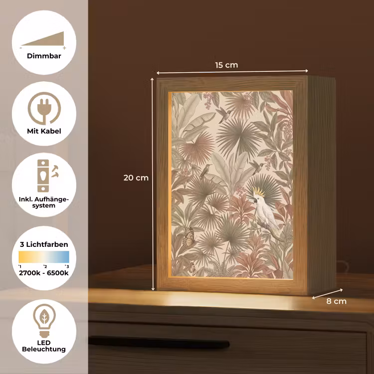 Tropisch - Vogels - Beige Light Box met kabel (Tafellamp) klein -USP_DE