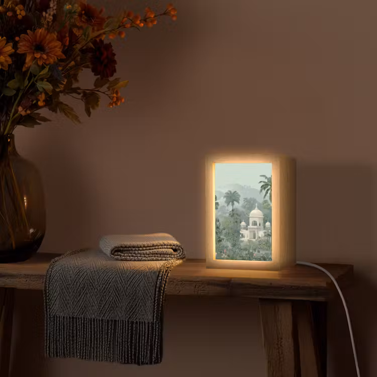Tropische tuin - Koepelgebouw - Bloemen Light Box met kabel (Tafellamp) klein -sfeer4