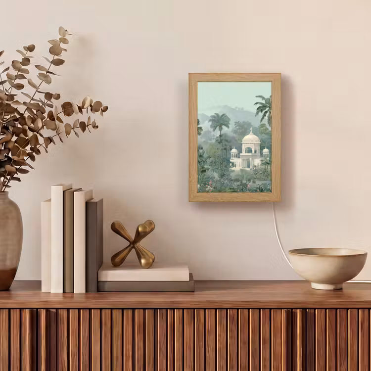 Tropische tuin - Koepelgebouw - Bloemen Light Box met kabel (Tafellamp) klein -sfeer2
