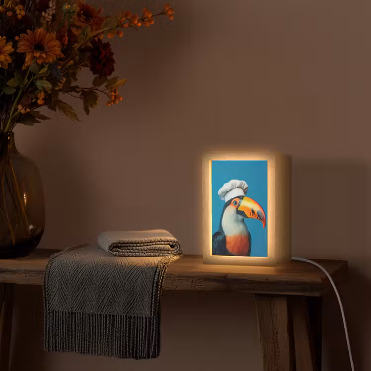 Toekan - Papegaai - Vogel - Koksmuts Light Box met kabel (Tafellamp) klein -sfeer4