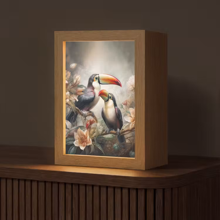Toekan - Vogels - Bloemen - Jungle Light Box met kabel (Tafellamp) klein -z3d_website