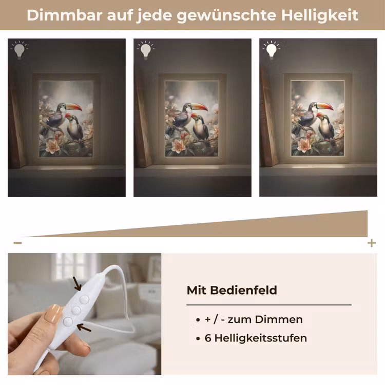 Toekan - Vogels - Bloemen - Jungle Light Box met kabel (Tafellamp) klein -USP_dimbaarDE