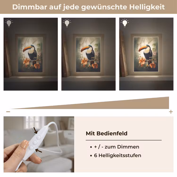 Toekan - Vogel - Bloemen - Planten Light Box met kabel (Tafellamp) klein -USP_dimbaarDE