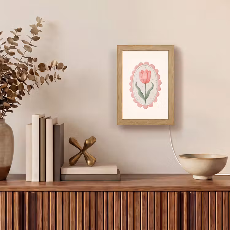 Tulp - Lijst - Ovaal - Illustratie Light Box met kabel (Tafellamp) klein -sfeer2