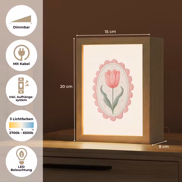 Tulp - Lijst - Ovaal - Illustratie Light Box met kabel (Tafellamp) klein -USP_DE