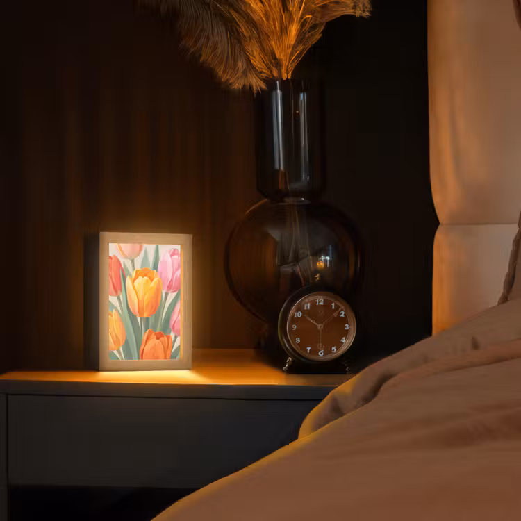 Tulpen - Abstract - Kleurrijk Light Box met kabel (Tafellamp) klein -sfeer1