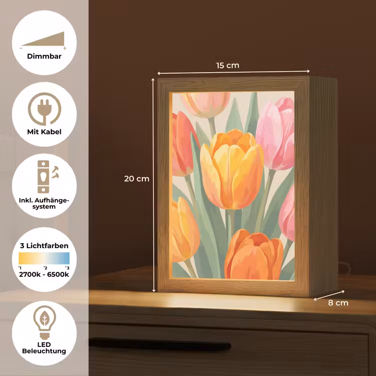 Tulpen - Abstract - Kleurrijk Light Box met kabel (Tafellamp) klein -USP_DE