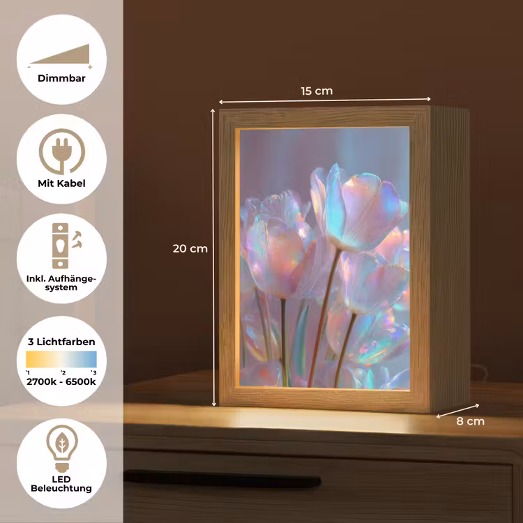 Tulpen - Glazen - Bloemblaadjes - Pasteltinten Light Box met kabel (Tafellamp) klein -USP_DE