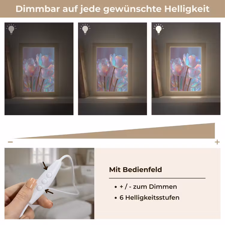 Tulpen - Glazen - Bloemblaadjes - Pasteltinten Light Box met kabel (Tafellamp) klein -USP_dimbaarDE